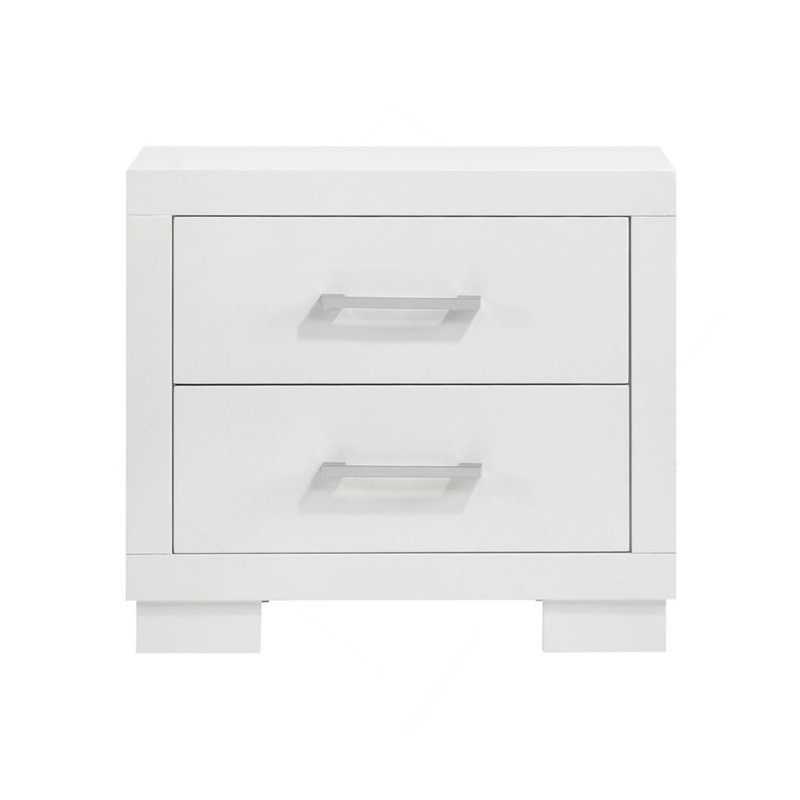 Table de chevet 2 tiroirs en panneau de fibres à densité moyenne blanc, Blanc, crème