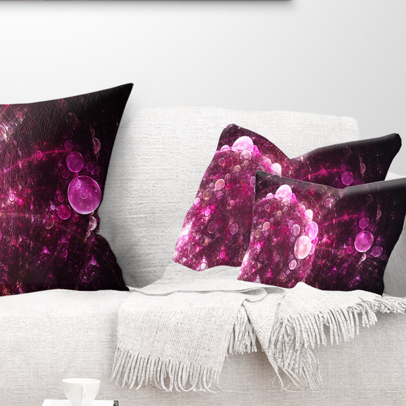 Rose sur fond noir World Bubbles - Coussin décoratif à imprimé floral