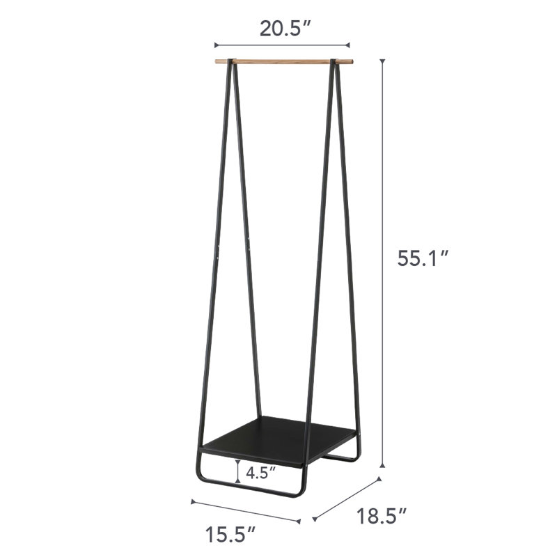Yamazaki Home Tower Freestanding Coat Hanger Clothes Rack With Shelf, 55" - Steel, Black