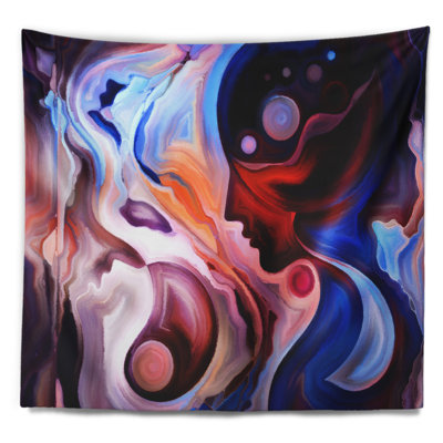 Abstrait regarder femme peinture tapisserie