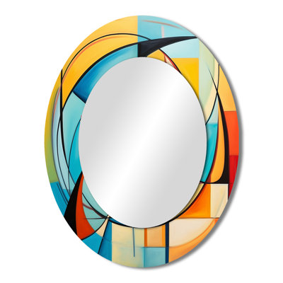 Colorful 0 Mid Century Abstract Essence I - Multi-Color Oval Wall Mirror Decor