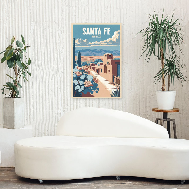 Santa Fe Vintage Abstract Cactus Landscape City Wall Art Print 1 Piece Wrapped Canvas Wall Art, 91.44cm H x 60.96cm W