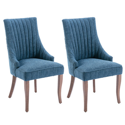 Tufted Modern Linen Fabric Kitchen Upholstered Dining Chair Side Chair (Set of 2)