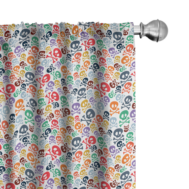 Skull Semi-Sheer Rod Pocket Curtain Panels, 28" x 84"
