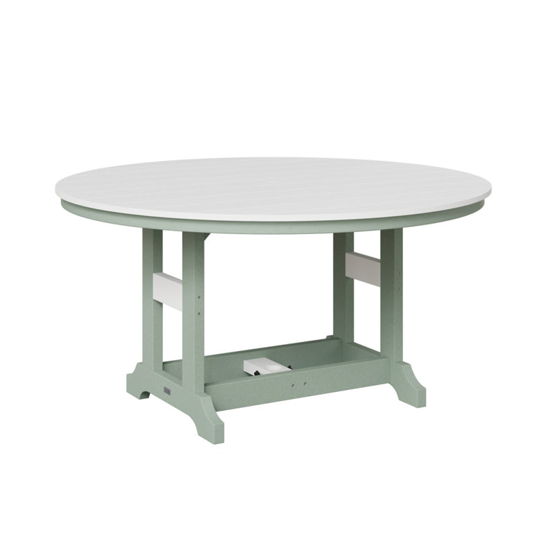 Garden Classic Outdoor Round Bar Table, Seashell, Weatherwood