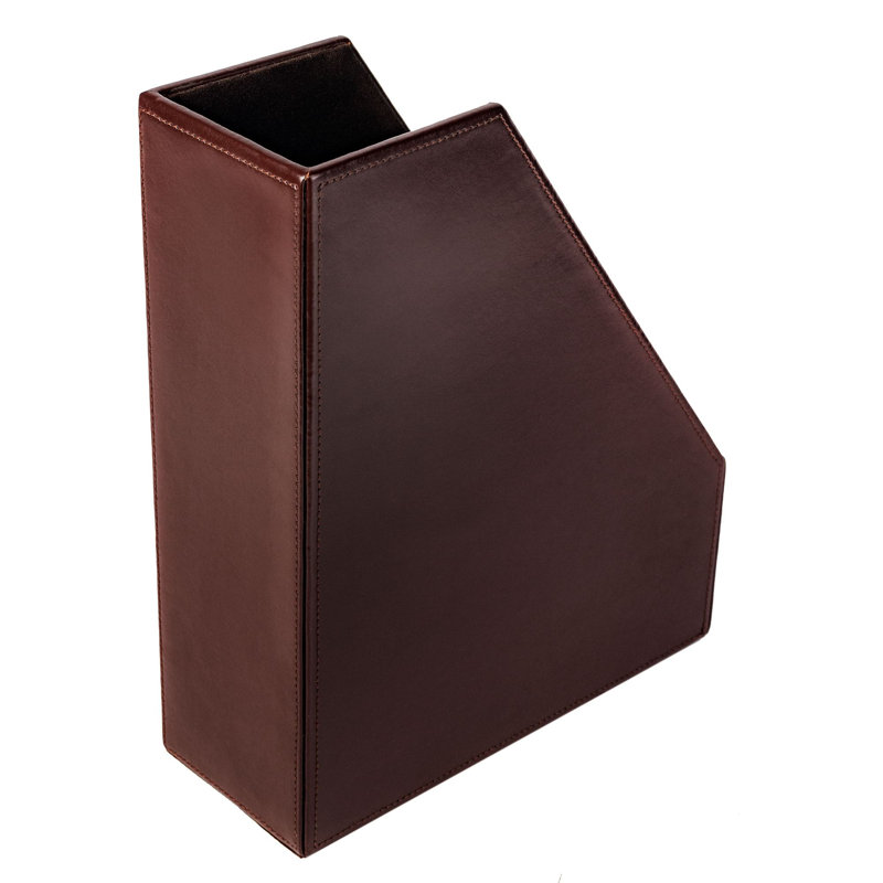 Dacasso Dark Brown Bonded Leather Magazine Holder with Felt Lining