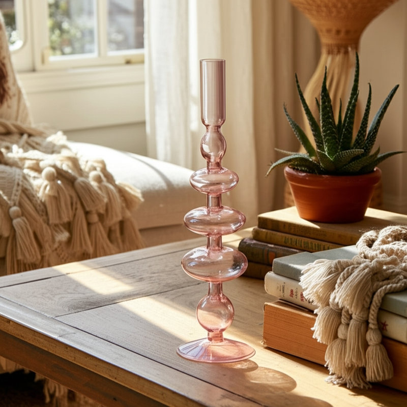 Porte-bougie Rockleigh , Rose, H 11 po x l 4 po x P 4 po