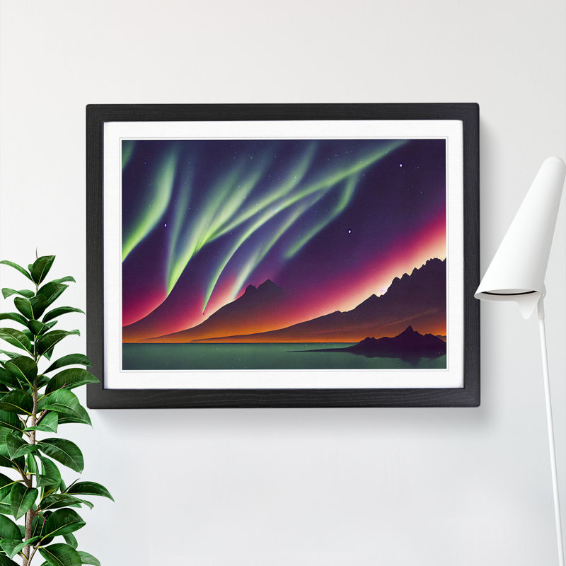 Animated Aurora Borealis - Single Picture Frame Print, 46cm H x 64cm W, Black