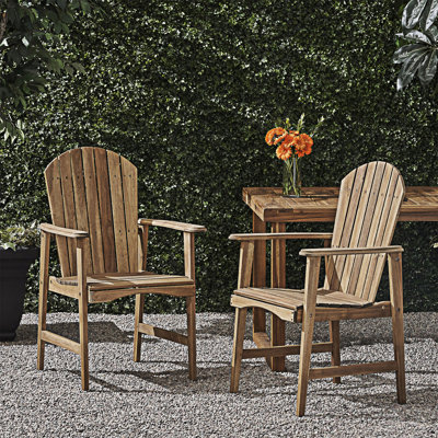 Ensemble de 2 chaises de salle à manger d'extérieur résistantes aux intempéries en bois Adirondack
