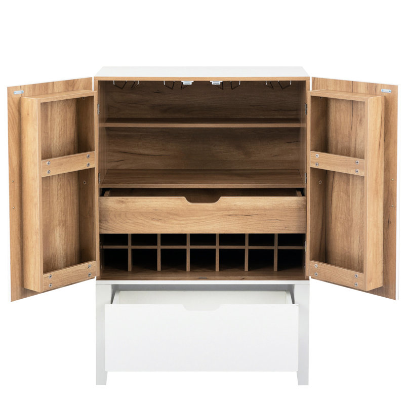 Armoire à boissons alcoolisées, blanc et brun, bar à vin Organiser Bartend Essentials, tiroir de 30 livres maximum