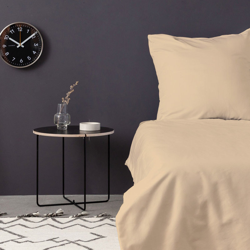 Satin Quilt Cover Set (1 Duvet Cover & 1 Pillowcase), 100% Cotton Satin, Beige | Duvet Cover: 55.1 x 78.7 inches | 210 Thread Count, Machine Washable at 86°F | Soft, Luxurious Bedding for Ultimate Comfort