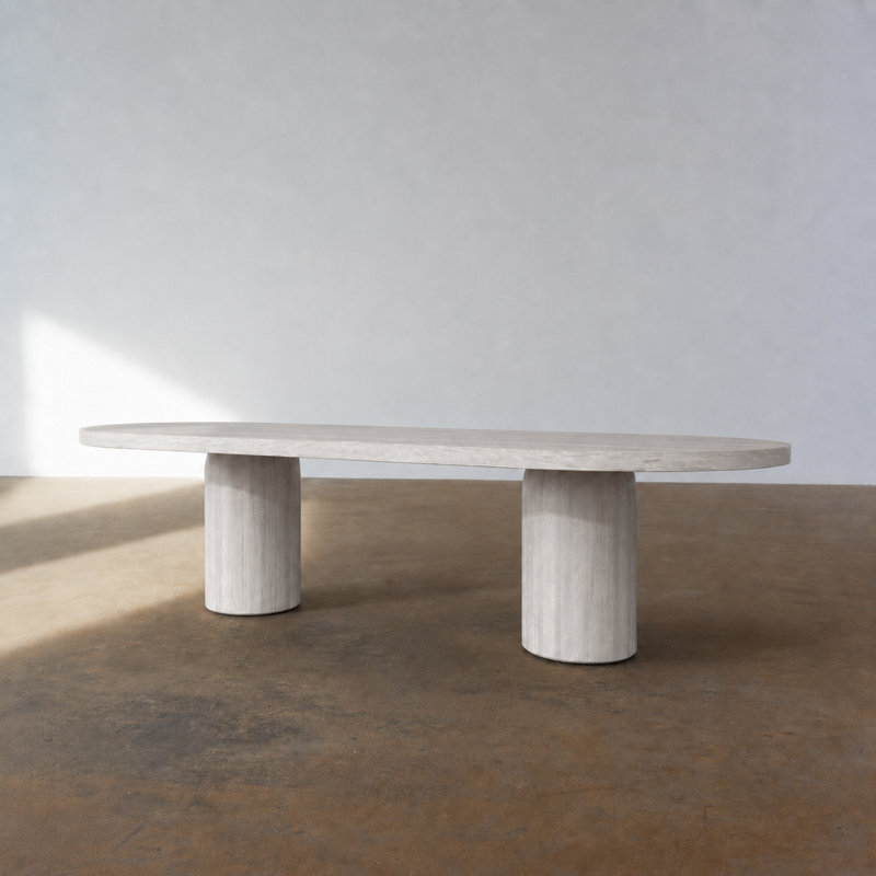 Table de salle à manger Beavercreek, H 30 po x L 118 po x l 43,5 po, Blanc cérusé