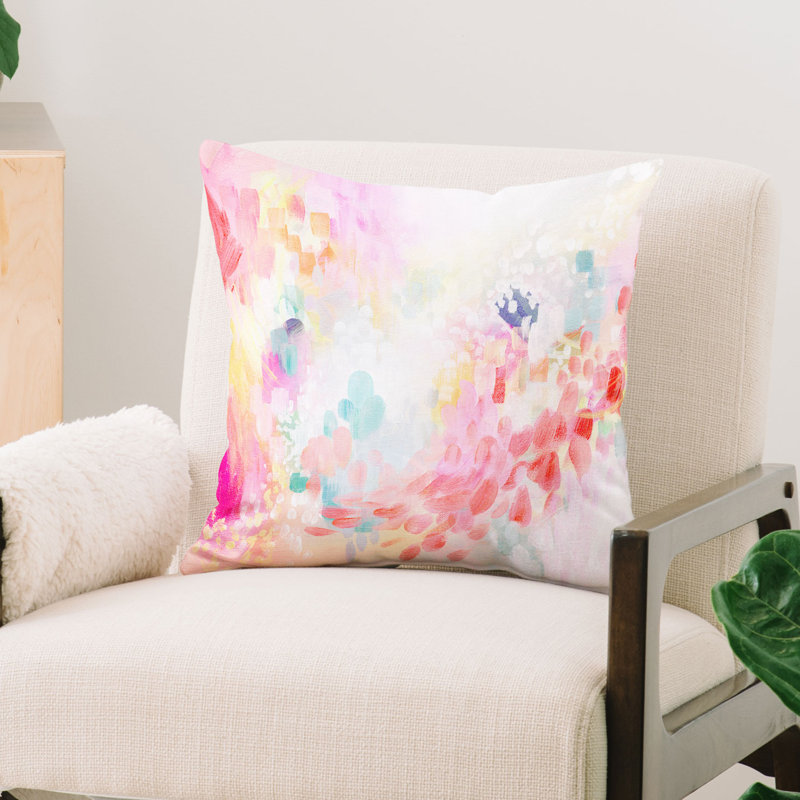 Housse et coussin rectangulaires pour l'extérieur Stephanie Corfee, 18" x 18", Motif floral rose clair