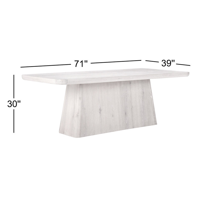 Pedestal Dining Table, 30" H x 71" L x 39" W, White Wash