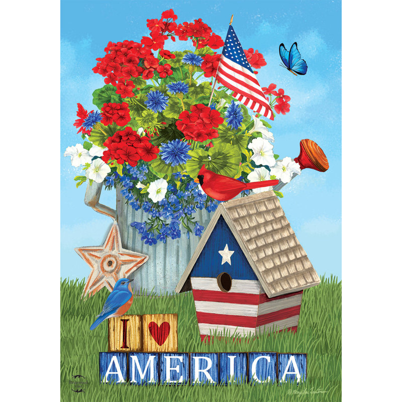 Drapeau de jardin patriotique «I Love America»