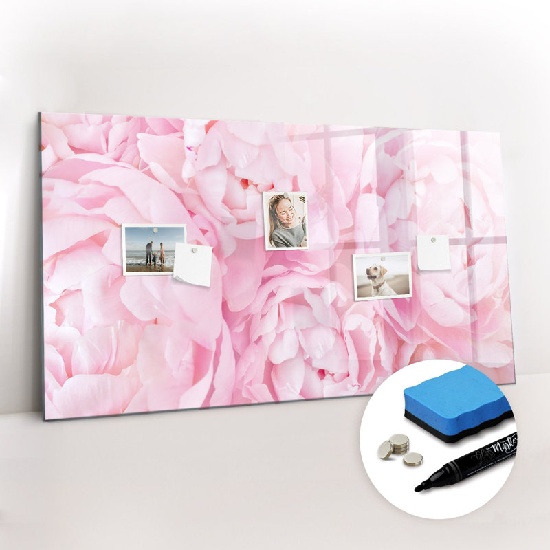 Magnetic Memo Board Whiteboard - 120 x 60 cm - With Marker and Magnets - Flowering flowers