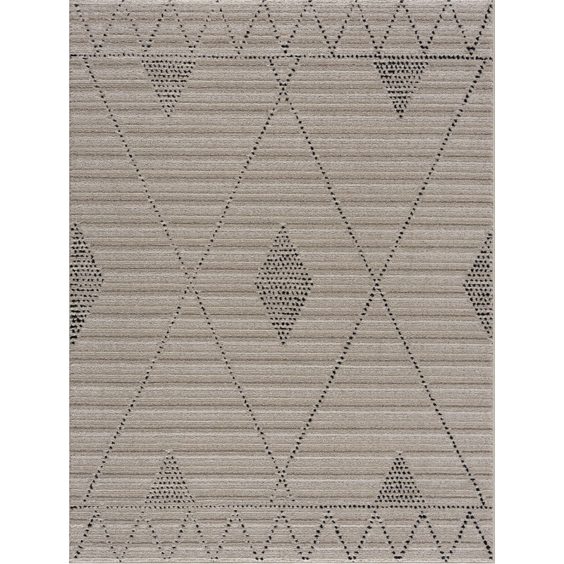 Tapis beige / gris à motif géométrique Boff, Rectangle 5 pi 3 po x 7 pi