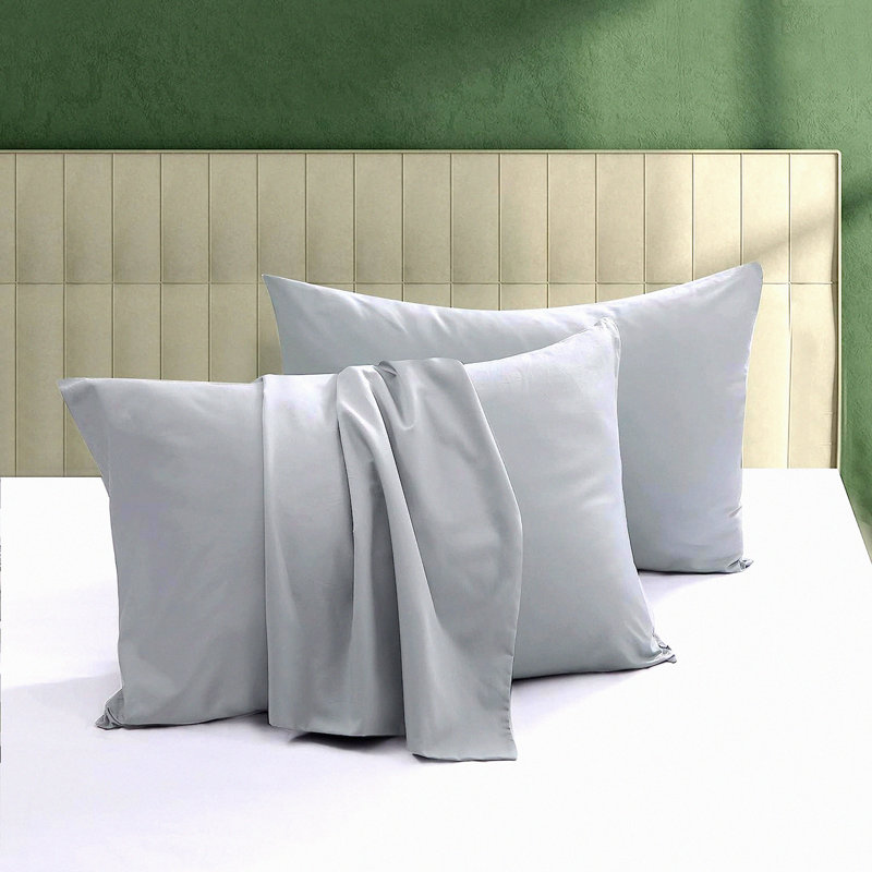 CoolCotton Zippered Pillow Guard Set - 600TC Sateen Weave, Quiet & Breathable, Easy Care, Gray, 2PCS