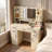 Makeup Vanity with Lighted Mirror & Built-In Outlet, Vanity Desk with 5 Drawers for Bedroom & Dressing Room