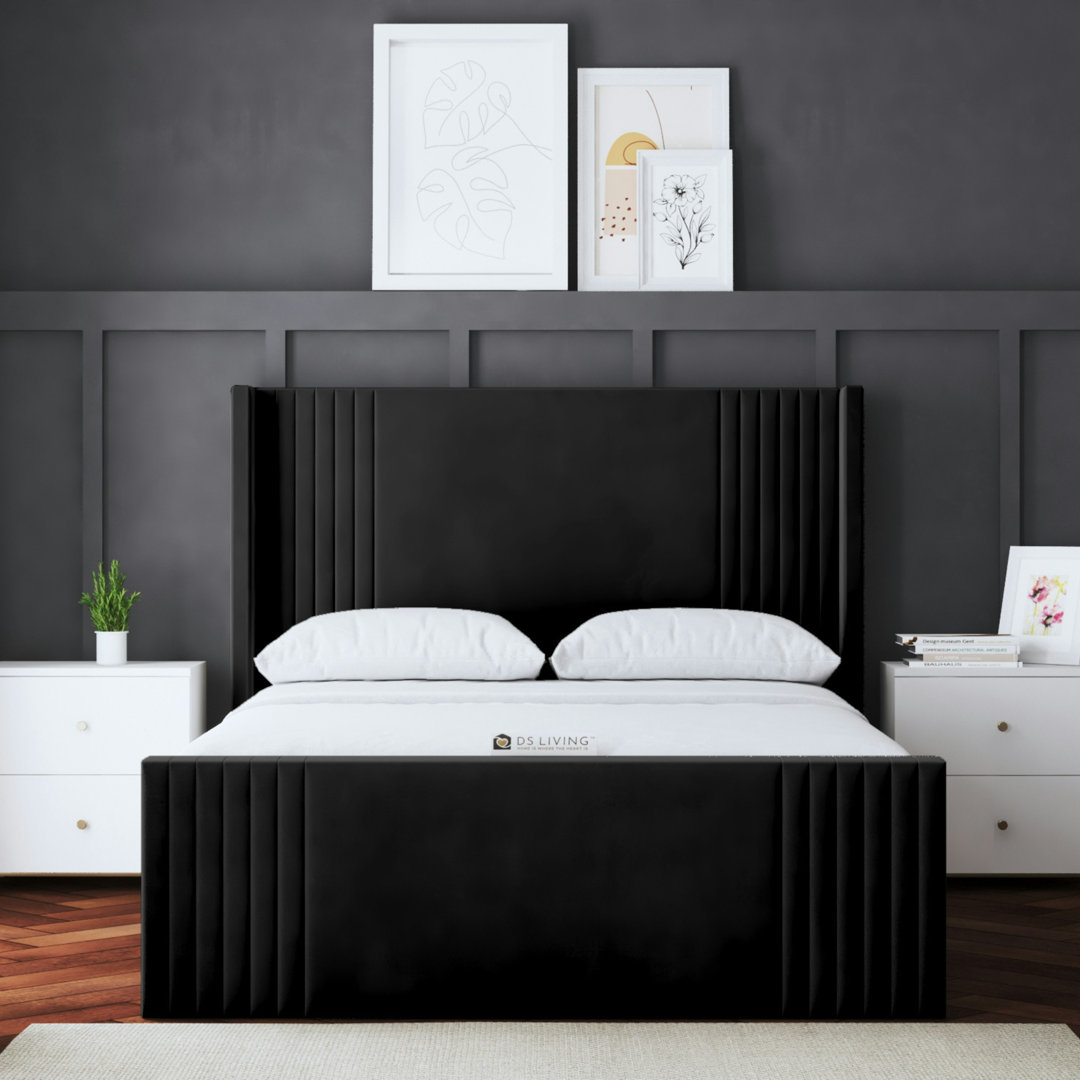 Elara Winged Ottoman Panel Bed with Headboard