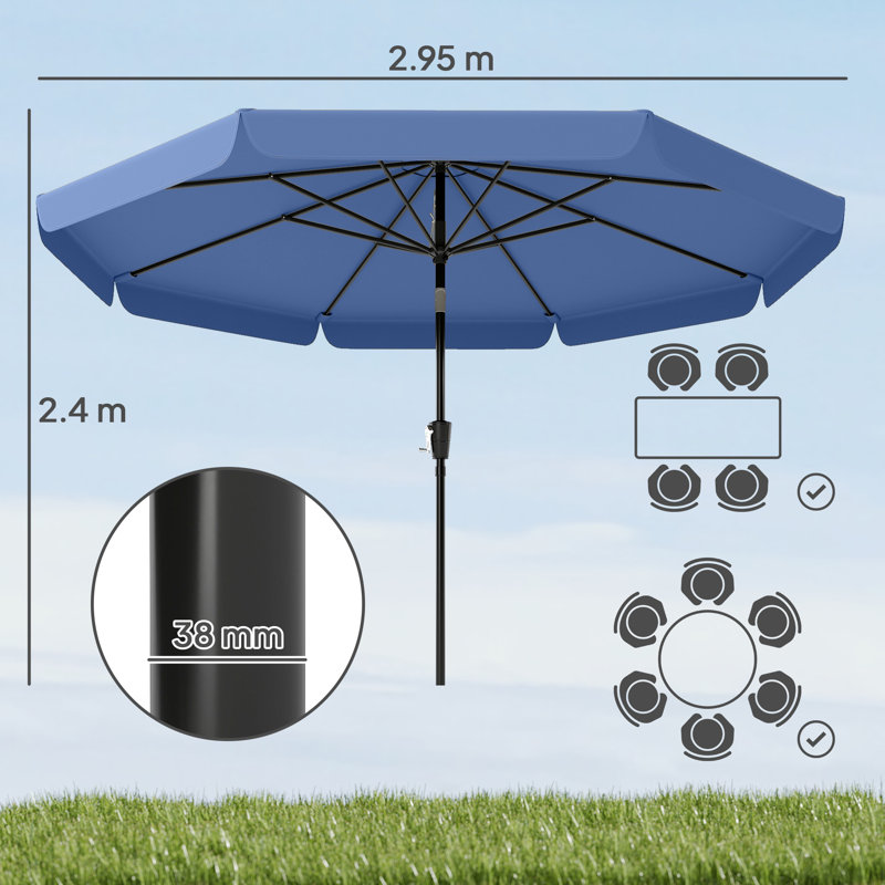 295cm Market Parasol, Blue