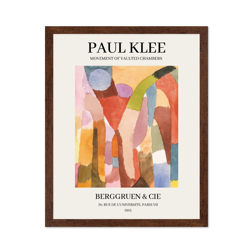 Paul Klee - Mouvement des chambres voûtées, 08"H x 10"W, Poster, Brown Framed