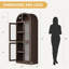 Bibliothèque arquée 71 po avec 4 portes en verre, armoire de rangement à 5 niveaux pour le salon, rouge brunâtre