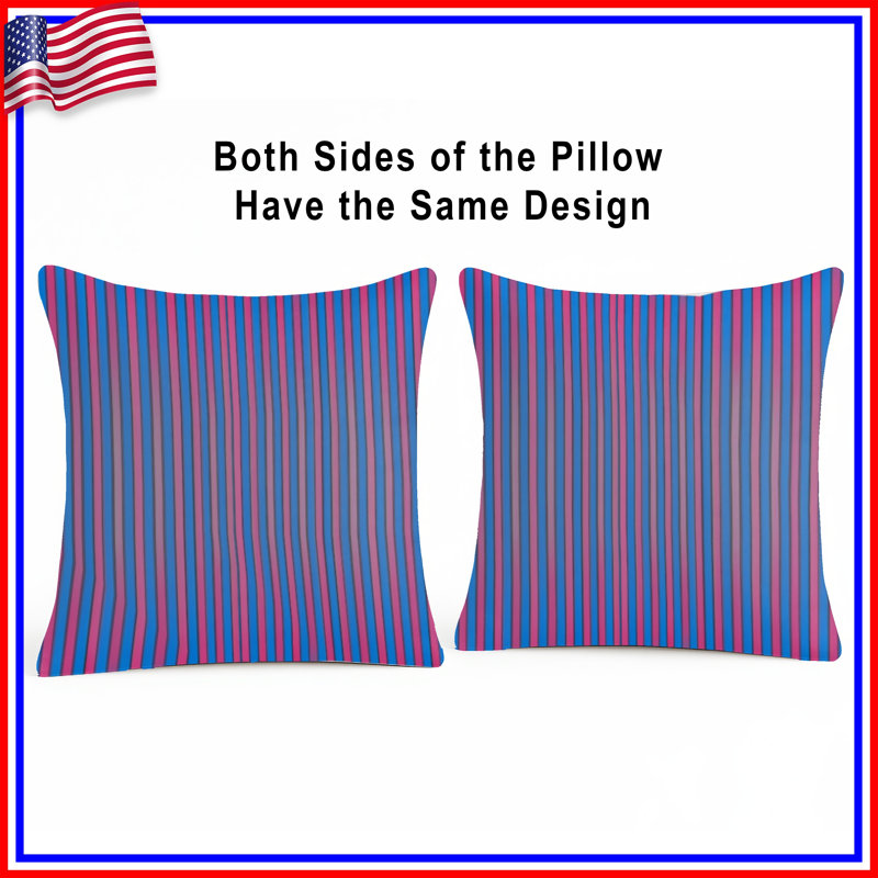 Blue Vertical Stripes Double Sided Throw Pillows, 18 x 18 inches