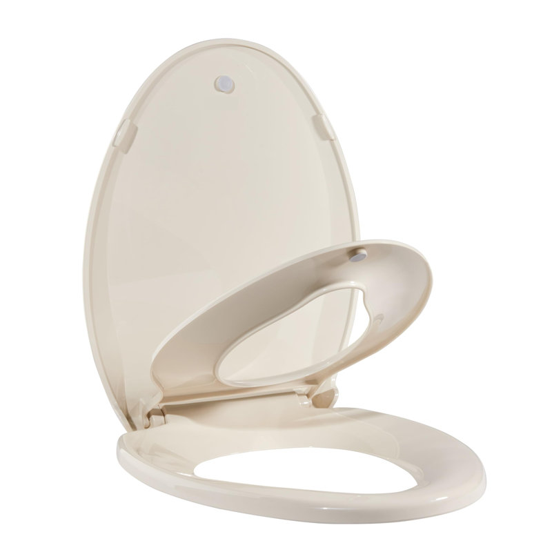 Round Toilet Seat with Built-In Toddler Potty Training Seat - Soft Close, Non-Slip, Easy Install & Clean, Durable PP Material, Fits Standard Toilets for Adults & Kids