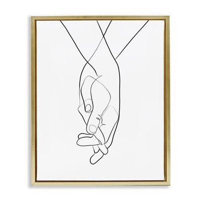 Mains entrelacées, geste romantique sur toile tendue par Ros Ruseva