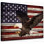 «Rustic American Flag Bald Eagle», art mural patriotique rouge et bleu sur toile pour salon, chambre à coucher, décor de bureau