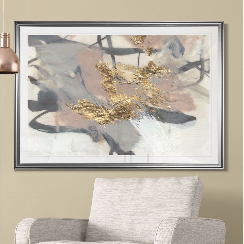 « golden rosé ii »-impression sur toile, H 30 po x l 45 po x P 1,5 po, Cadre argenté