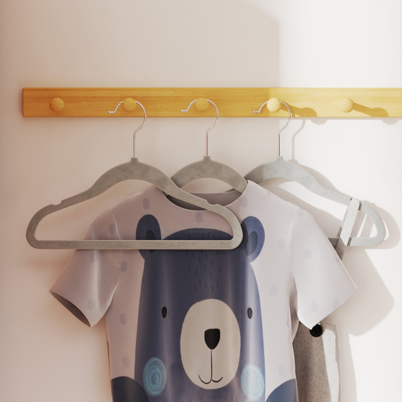 Ensemble de 50 cintres pour bébé, cintres pour enfants, 11,8 po x 8,1 po, crochets pivotants à 360 °, cintres peu encombrants, cintres en velours, antidérapants