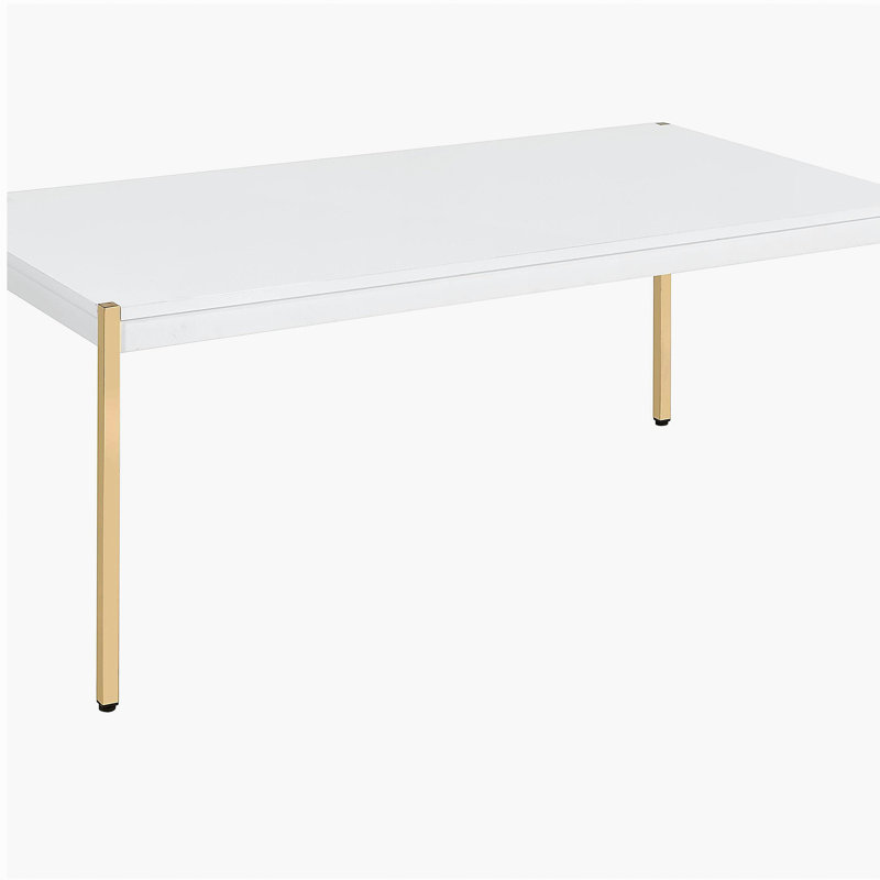 Table basse rectangulaire blanche et dorée