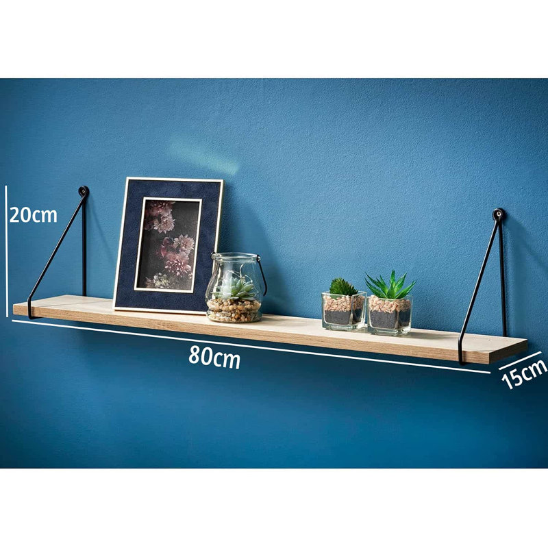 Addre Floating Shelf, 20cm H x 80cm W x 15cm D, Oak/White