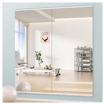 Miroir de gym à domicile 180 x 81 cm (lot de 2) - Miroir mural sans cadre en verre trempé pour salle d'entraînement, yoga, danse
