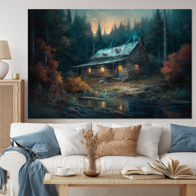 «Cabin In The Woods - Landscape Forest», reproduction d'art sur toile