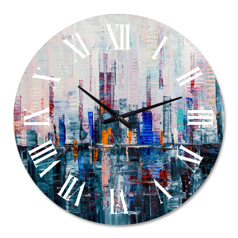 Ville moderne abstraite, un mur de gratte-ciels - Horloge murale moderne, Grand