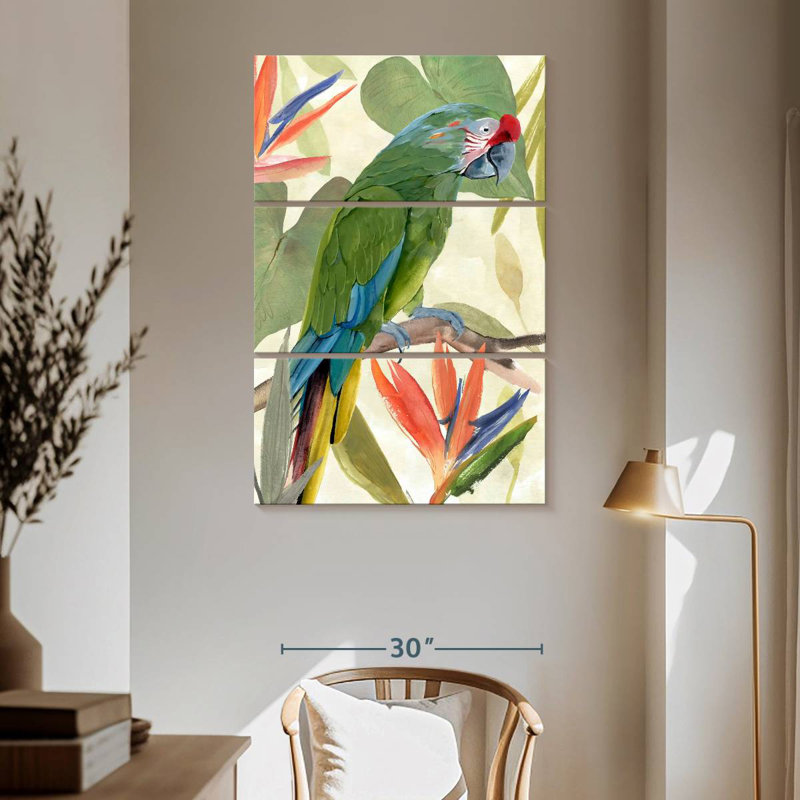 Brampt Tropical Parrot Composition I, 65" H x 42" W