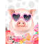 Petit cochon amoureux - Toile rose pour décoration intérieure