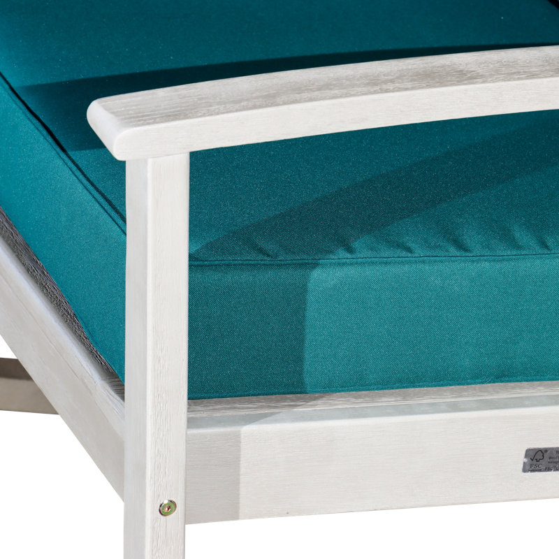 Chaise berçante en eucalyptus avec coussins amovibles, Coussin vert foncé / finition grise