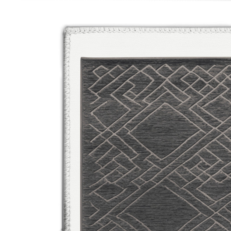 Tapis gris intérieur et extérieur Trellis, Rectangle 4pi x 6 pi