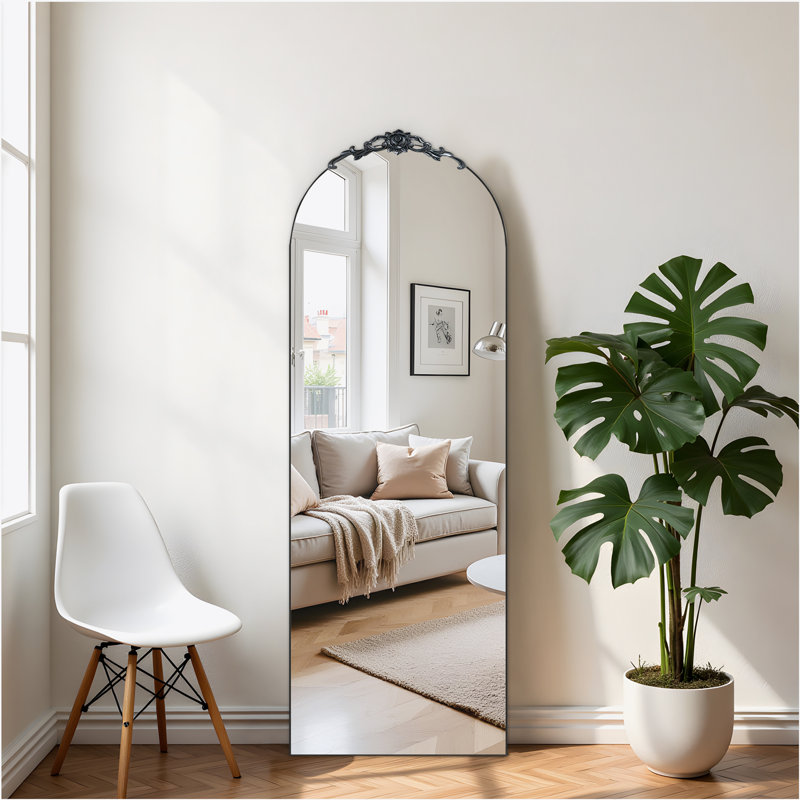 Miroir de plancher Arch, Noir, noir, noir, noir, 63 po x 25 po