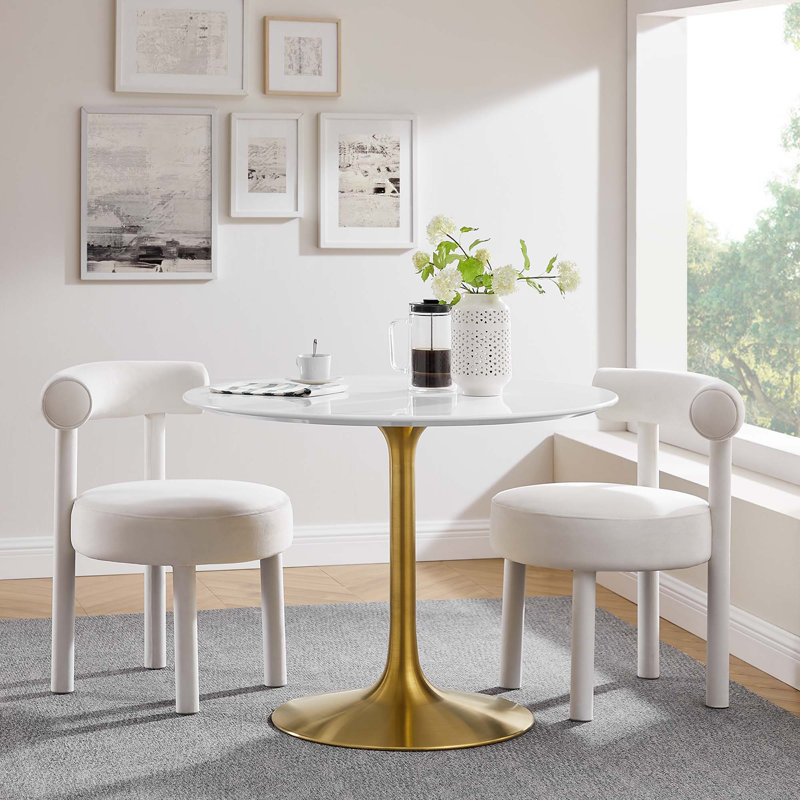 Modway Lippa 40" Round Wood Dining Table, Gold