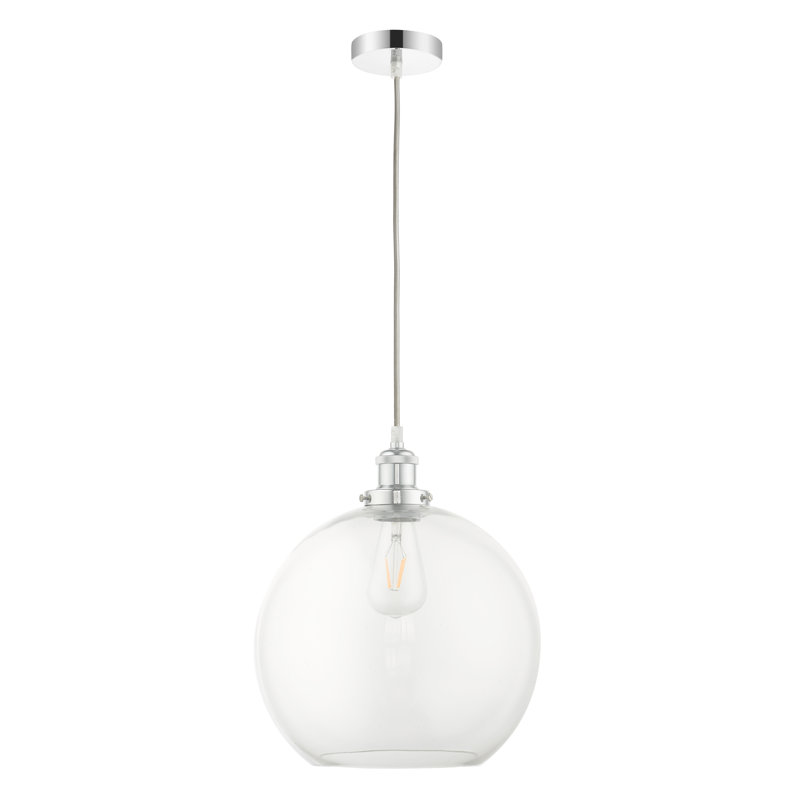 Brianna 1 - Light Polished Chrome Single Pendant, 31cm H x 30cm W x 30cm D