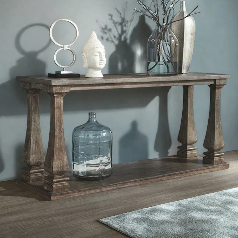 Modern minimalist wooden console table, 35.43" H x 62.99" W x 15.75" D