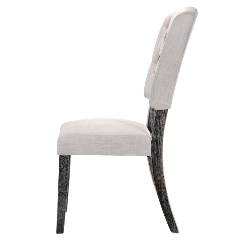 Ensemble de 2 chaises d'appoint à dossier capitonné beige avec finition chêne vieilli et sièges de salle à manger rustiques