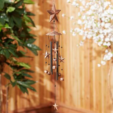 Bird Theme Bamboo Wind Chimes with Hovering Hummingbird Top - 8L x 8W x  8H - 2.5 lbs. - Handcrafted in Indonesia - Cohasset Gift & Garden