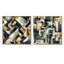 Ensemble de salon art mural doré et gris à motif géométrique - formes abstraites-102579762-102579766