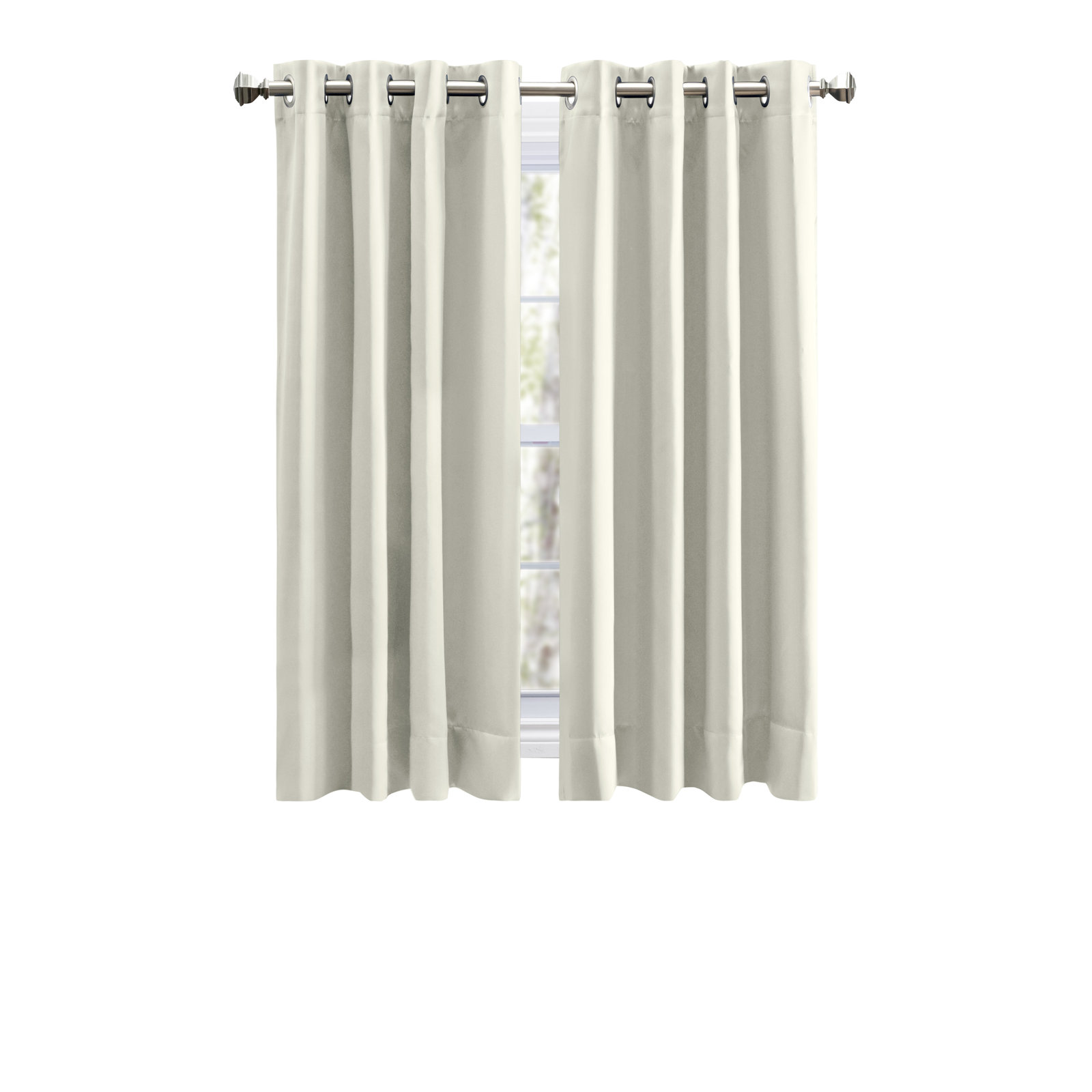 Ardelle Blackout Thermal Grommet Curtain Panel, Ivory with Brushed Nickel Grommets, 56" W x 54" L